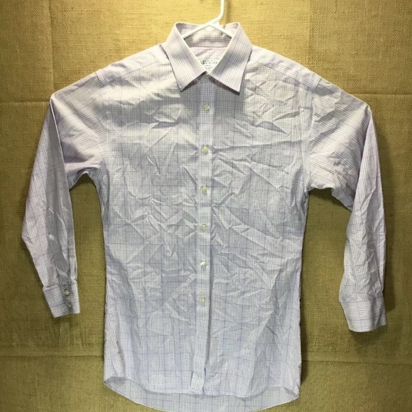 Charles Tyrwhitt 16/33 Non Iron Lilac Plaid Check - Picture 2 of 7